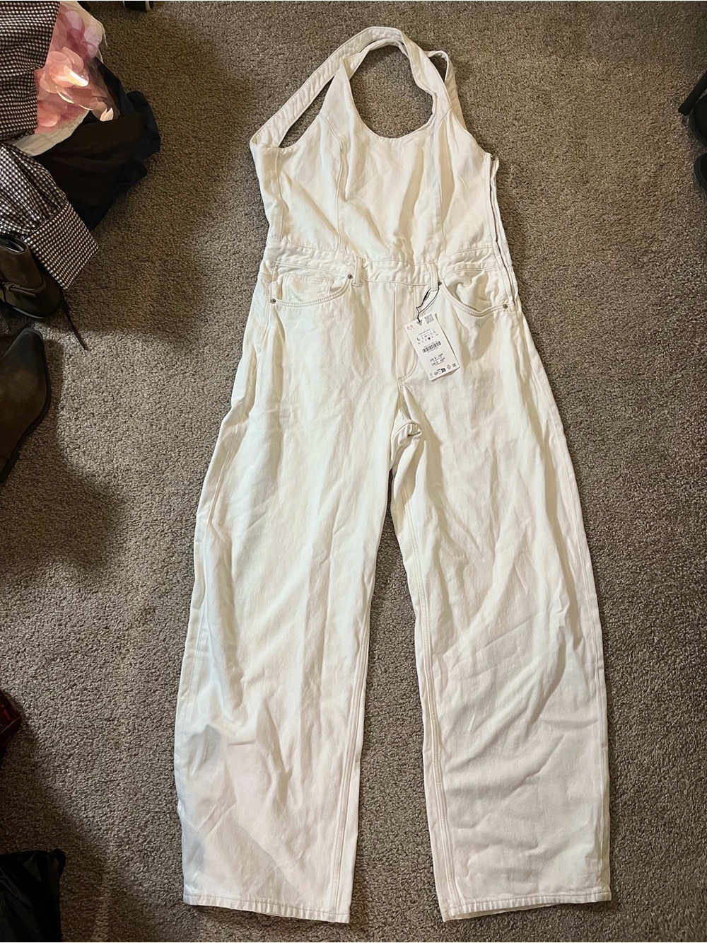 Zara White Backless Wide-Leg Jumpsuit - Picture 7 of 11
